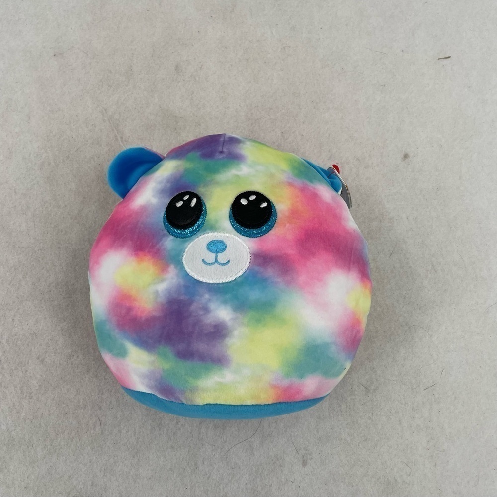 TY HOPE BEAR SQUISH-A-BOO 10” Plush Rainbow tie-dye NWT